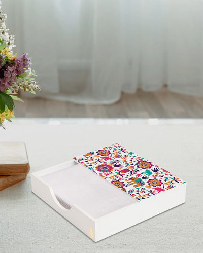 Traditional India Design White Napkin Holder | 8 x 2 inches