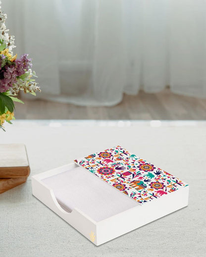 Traditional India Design White Napkin Holder | 8 x 2 inches