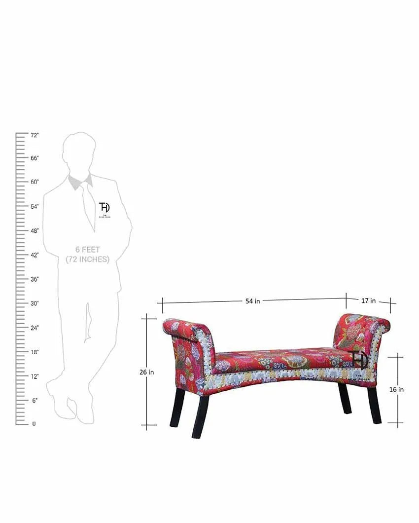 Amira Blossom Sheesham Wood & Fabric Bench | 54 x 17 x 27 inches