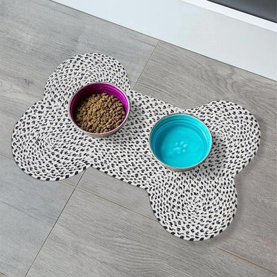 Hand Braided Polyester Bone Design Pet's Mat 16x24 inches - Front view