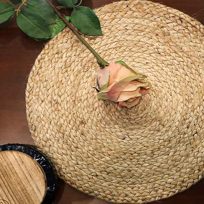 Natural Beige Home Decorators Jute Braided Placemats |15x15 Inches | Set of 2 Default Title