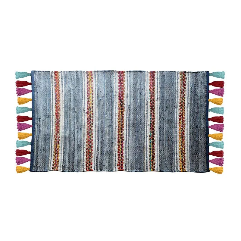 Tribal Contemporary Denim Cotton Carpets | 60x36 Inches Default Title