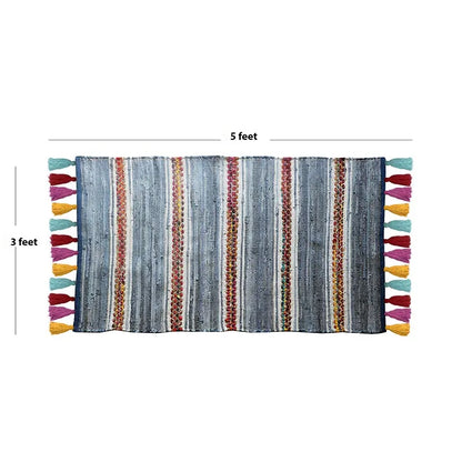 Tribal Contemporary Denim Cotton Carpets | 60x36 Inches Default Title