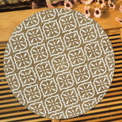 Beige Round Cotton Placemats | 15 Inch Set Of 4