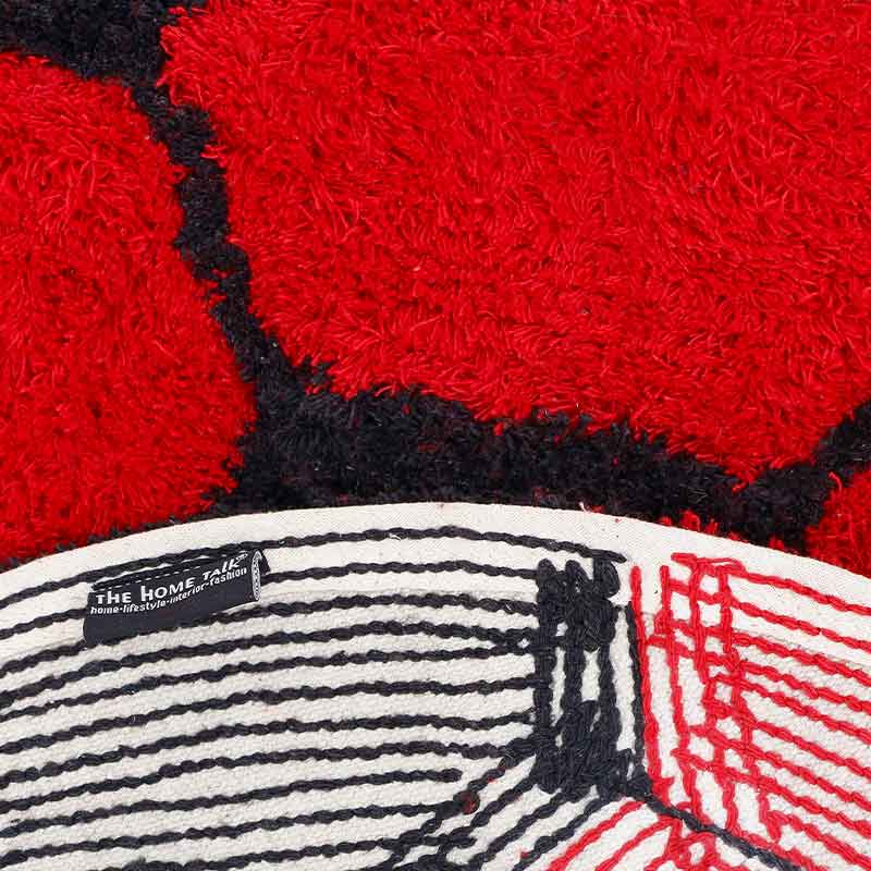 Football Design Kids Cotton Round Bathmats | 24x24 Inch Red