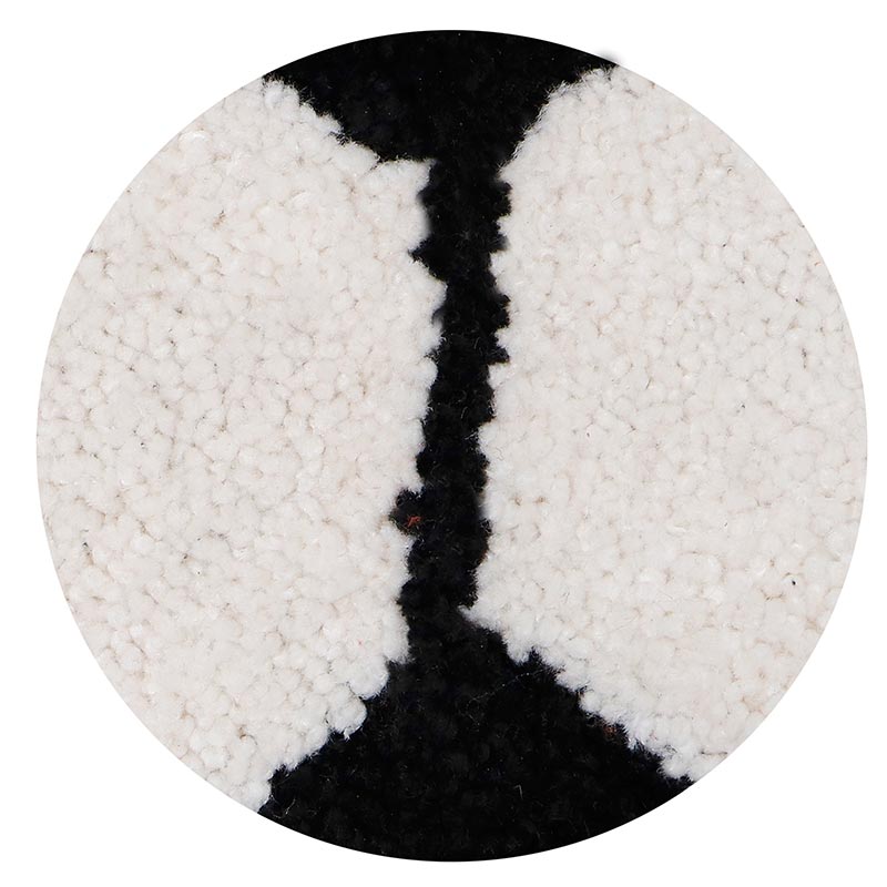 Football Design Kids Cotton Round Bathmats | 24x24 Inch White and Black