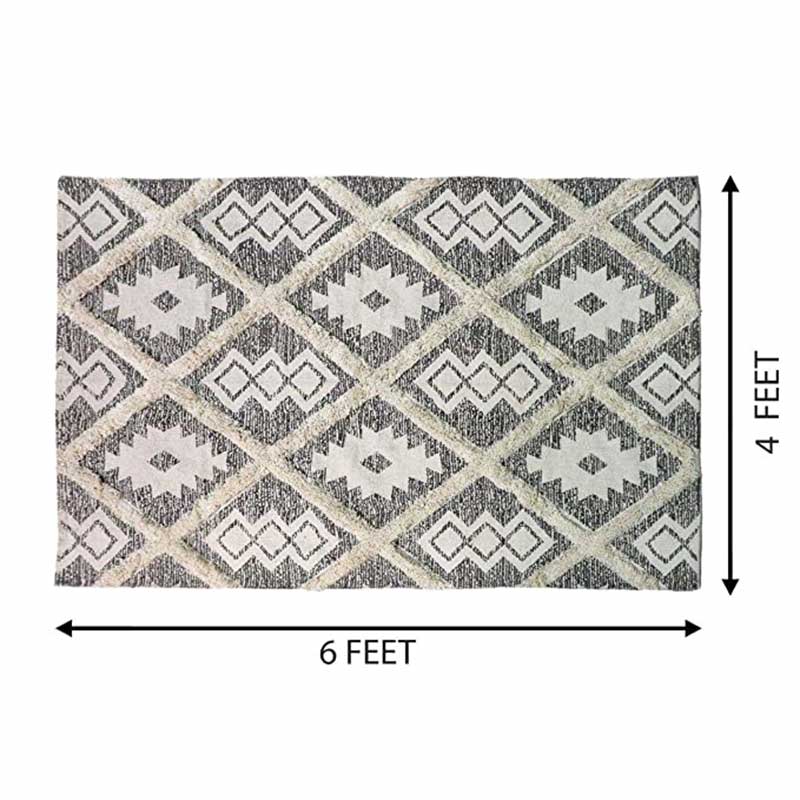 Handmade Cotton Carpet Tufted & Printed | 78x48 Inches Default Title