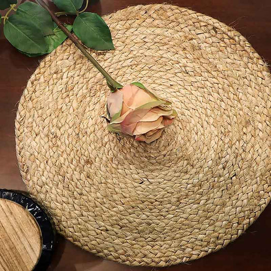 Beige Jute Braided Placemats Side Table Mats | 15x15 Inches Set of 6