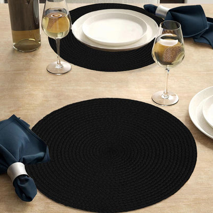 Polyester Round Placemats | 15 Inches Black