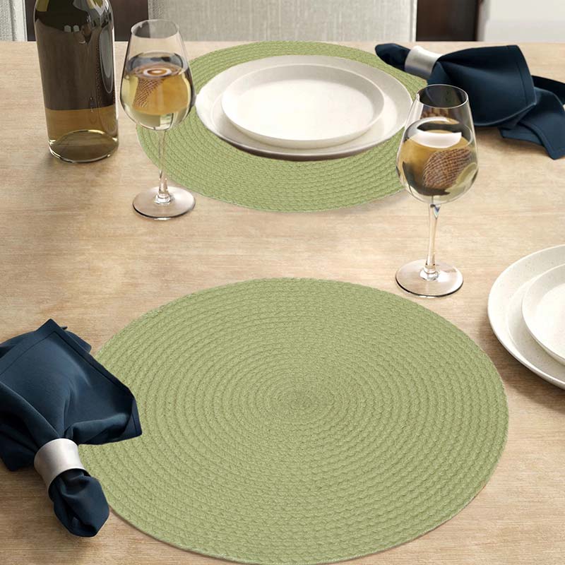 Polyester Round Placemats | 15 Inches Green