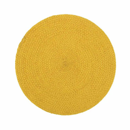 Round Polyester Braided Round Placemats Side Table Mats | 15 INCH Yellow