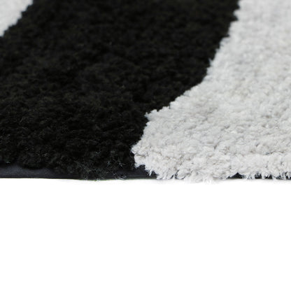 Trendy Modern Polyester Area Rugs |60x20 Inches Black and Silver