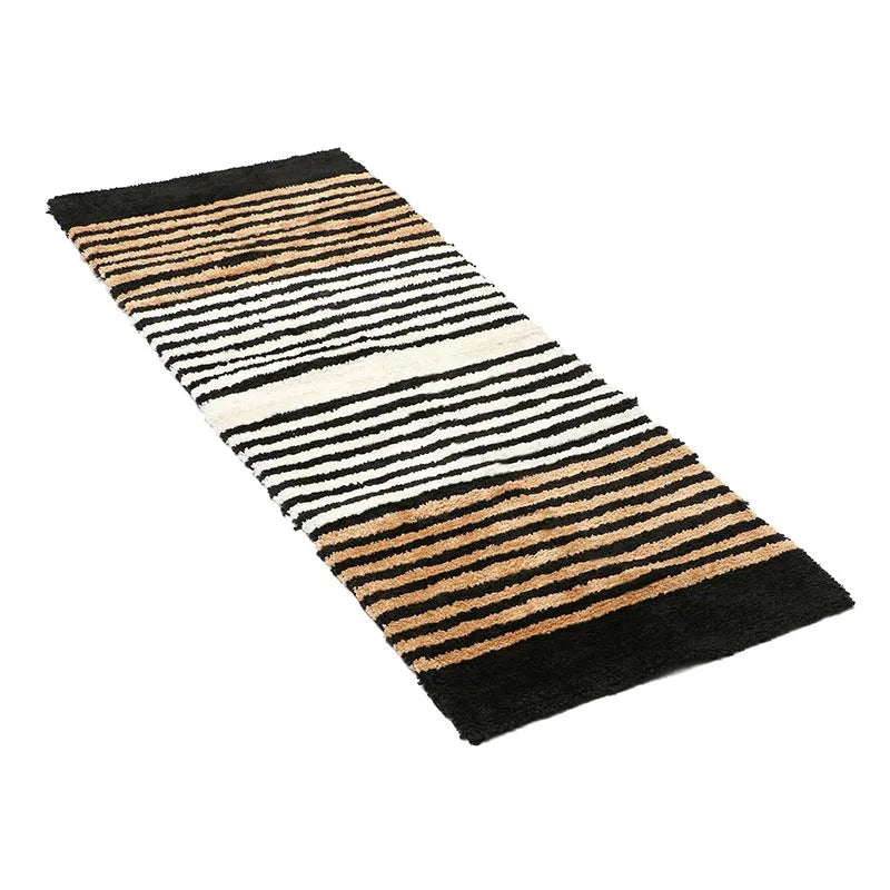 Trendy Modern Polyester Area Rugs |60x20 Inches Black & White