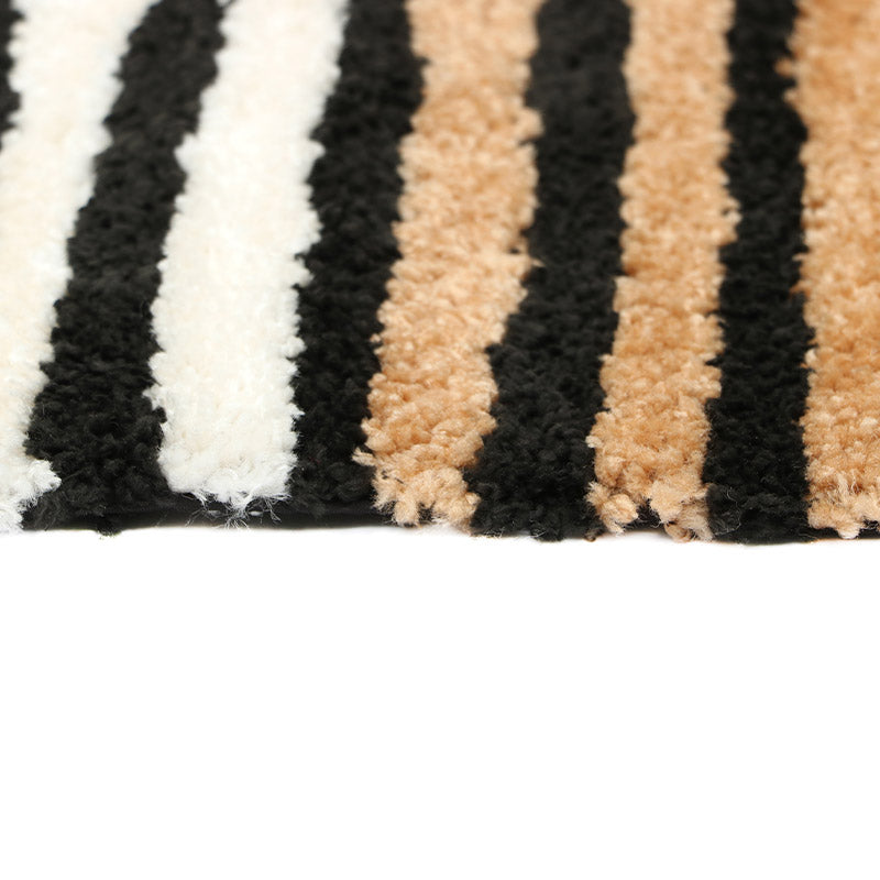 Trendy Modern Polyester Area Rugs |60x20 Inches Black & White