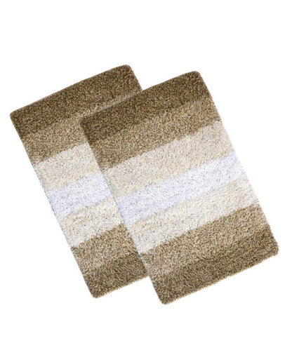 Cotton Striped Non-Slip Water Absorbent Bathmats | Set of 2  | 16 x 24 inches