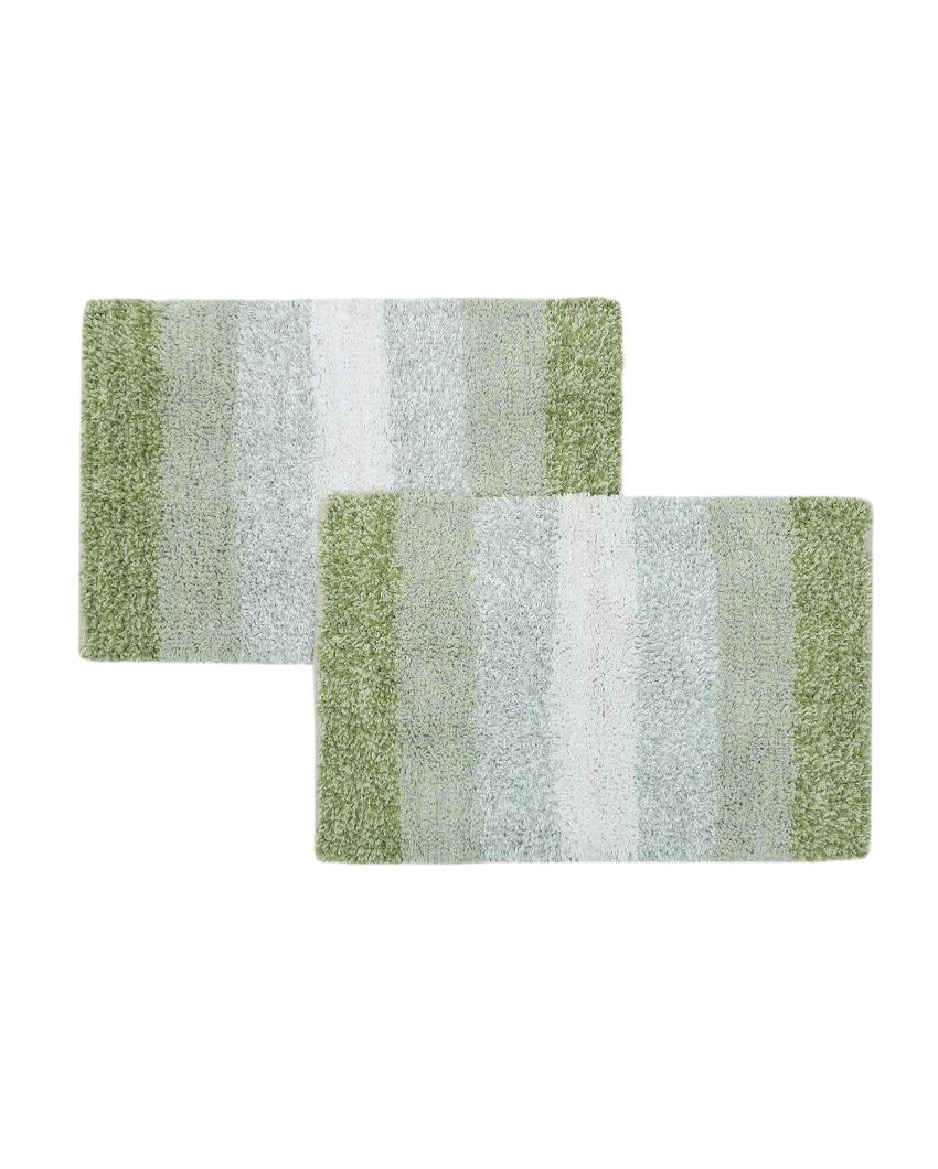 Cotton Striped Non-Slip Water Absorbent Bathmats | Set of 2  | 16 x 24 inches