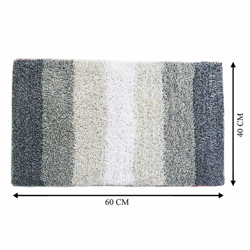 Trendy Grey Cotton Stripes Bathmats Pack Of 2 | 24x15 Inches Default Title