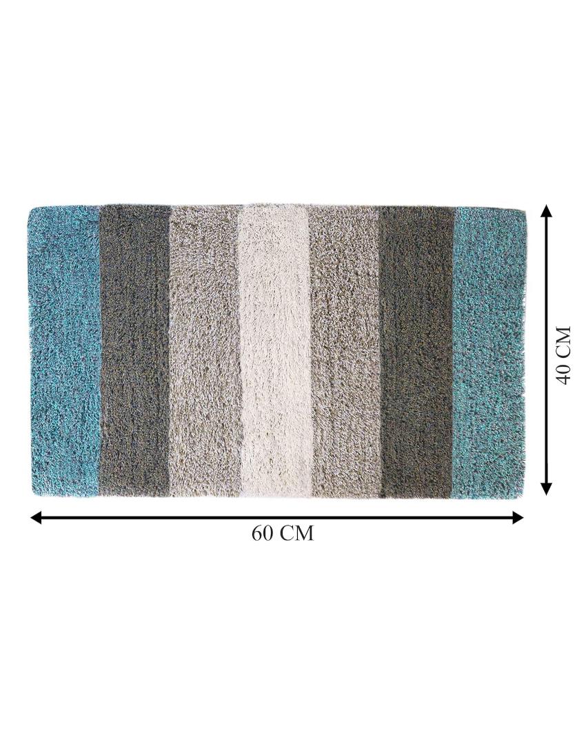 Cotton Striped Non-Slip Water Absorbent Bathmats | Set of 2  | 16 x 24 inches