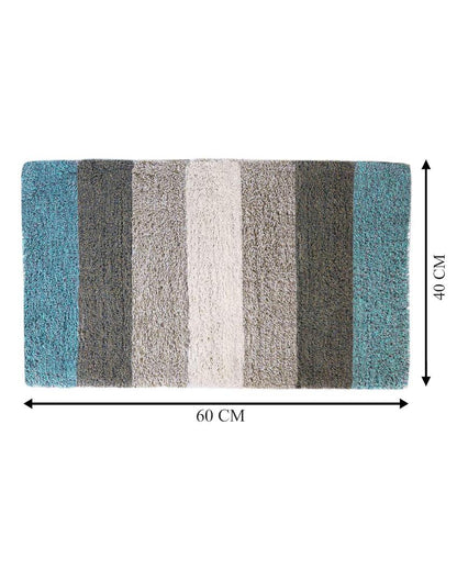 Cotton Striped Non-Slip Water Absorbent Bathmats | Set of 2  | 16 x 24 inches