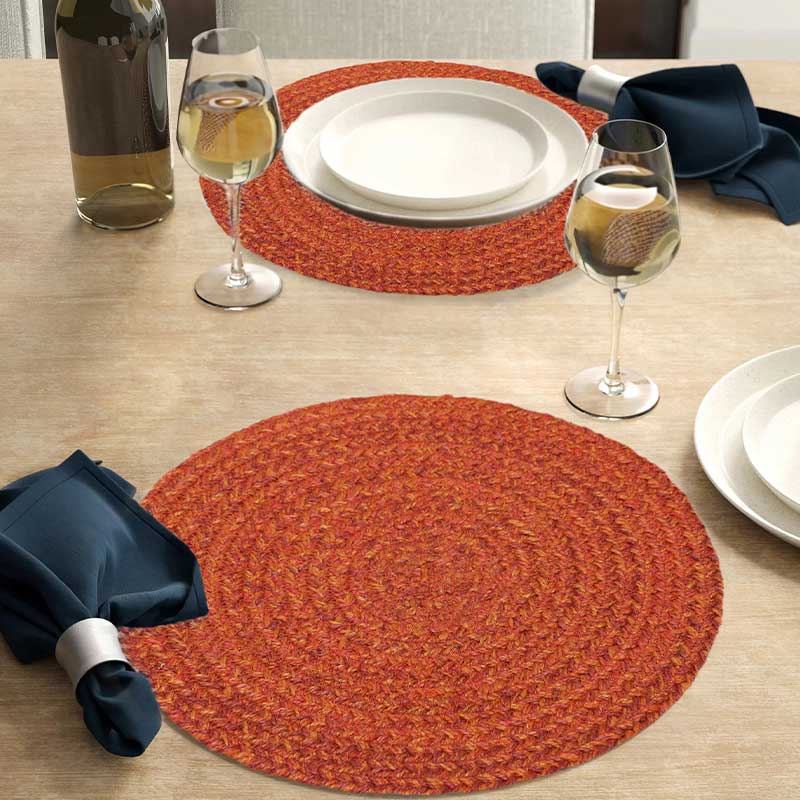 Jute Braided Placemats | Side Table Mats| 15 Inch Round | Set of 2 Clay