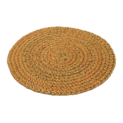 Jute Braided Placemats | Side Table Mats| 15 Inch Round | Set of 2 Gold