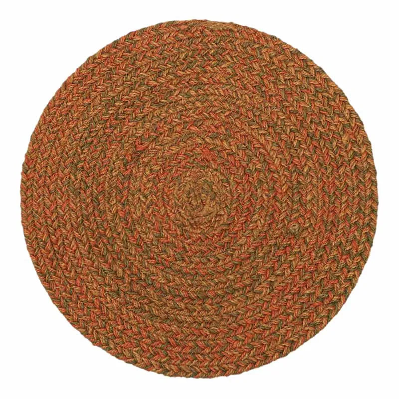 Jute Braided Placemats | Side Table Mats| 15 Inch Round | Set of 2 Orange