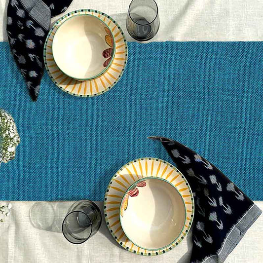 Superior Jute Dining Table Runner | 12 x 72 Inches Blue