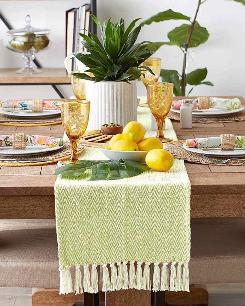 Premium Cotton Chevron Designer Table Runner | 72 x 14 inches