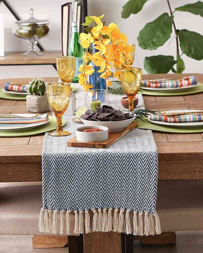 Premium Cotton Chevron Designer Table Runner | 72 x 14 inches