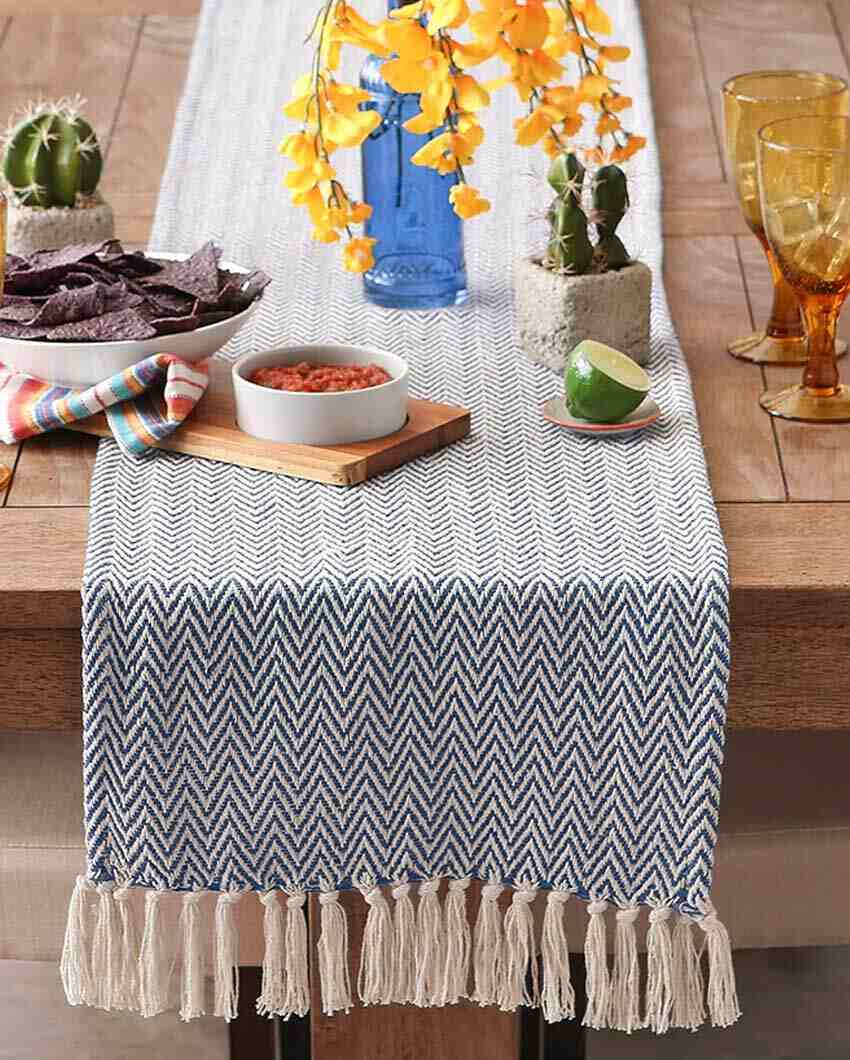 Premium Cotton Chevron Designer Table Runner | 72 x 14 inches