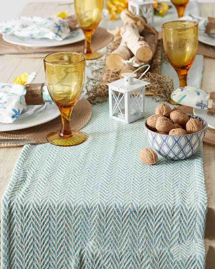 Premium Cotton Chevron Designer Table Runner | 72 x 14 inches