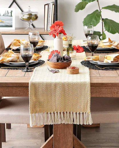 Premium Cotton Chevron Designer Table Runner | 72 x 14 inches