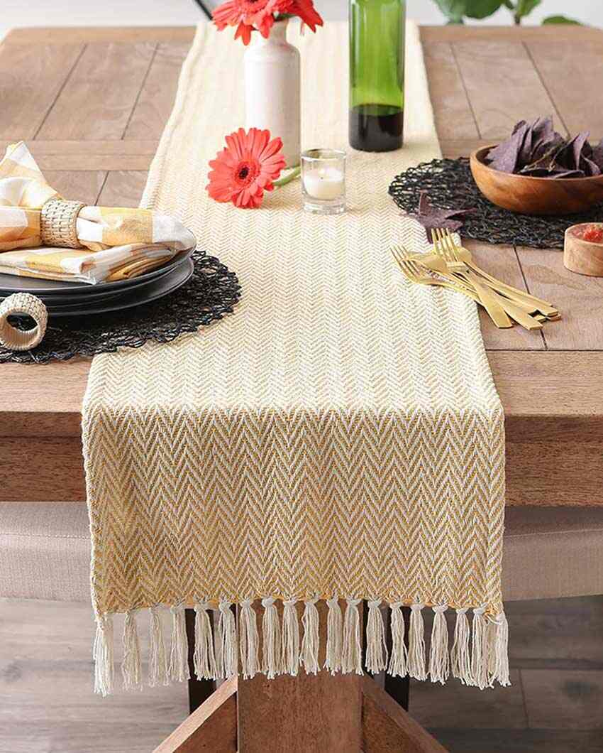 Premium Cotton Chevron Designer Table Runner | 72 x 14 inches