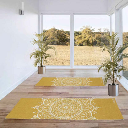 Handmade Yoga Mat | Thick Exercise Workout Mats | 71x24 Inches Yellow