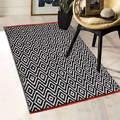 Handmade Cotton Carpet Diamond Reversible Mats |36x24 Inches Default Title