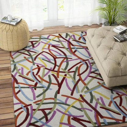 Geometric Hand Tufted Wool Carpet Chic and Trendy Design | 4 x 6 Feet