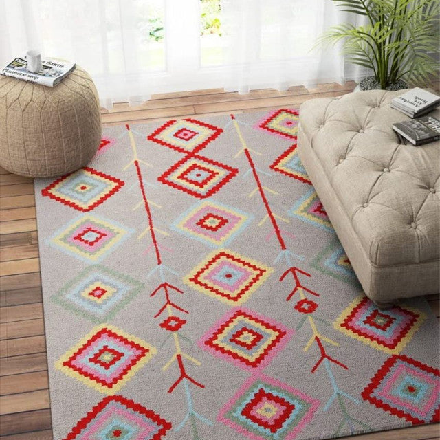 Geometric Hand Tufted Wool Carpet Stylish and Elegant | 4 x 6 Feet