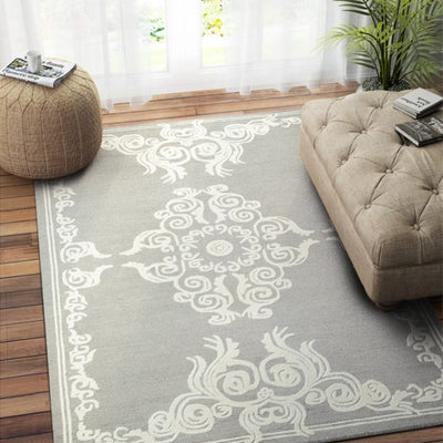 Traditional Hand Tufted Wool Carpet Classic and Stylish | Grey | 5 x 8 Feet