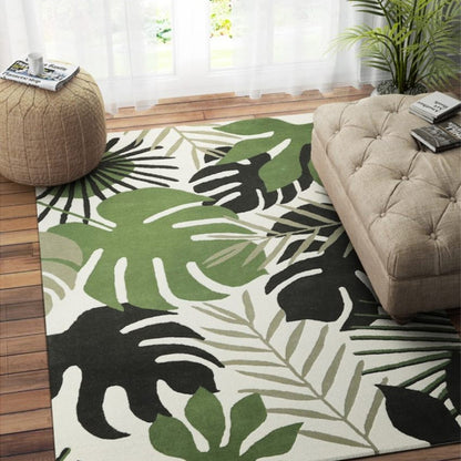 Chevron Hand Tufted Wool Carpet Bold Patterns | Green | 5 x 8 Feet