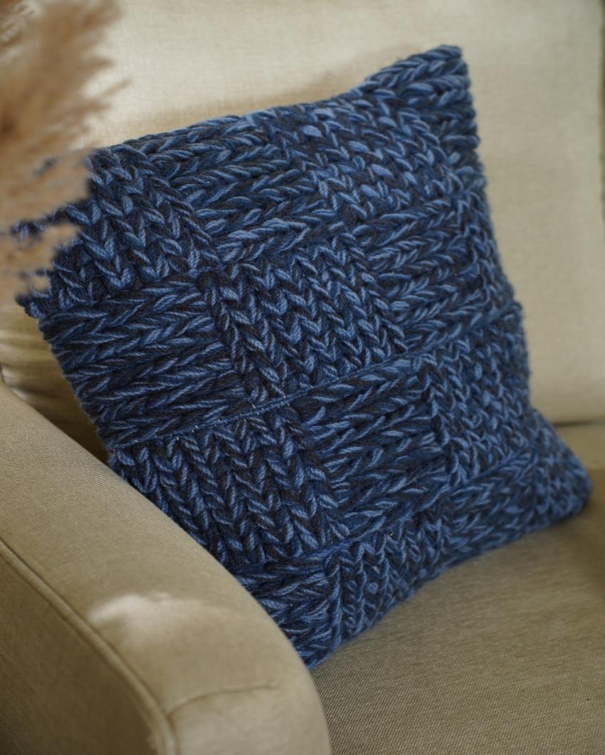 Aquatic Web Woolen Cushion Cover | 18 x 18 inches