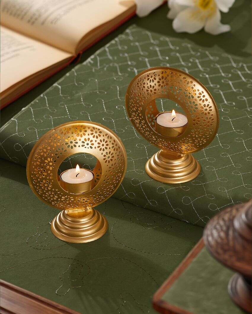 Radiant Metal Tealight Holders | Set Of 2