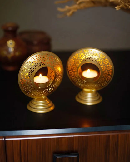 Radiant Metal Tealight Holders | Set Of 2