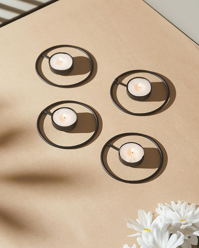 Rustic Radiance Tea Light Candle Holders | Set Of 4 | 4 x 2 inches