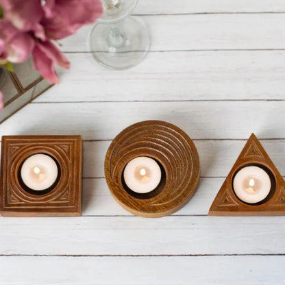 Wooden T-Light Holder | Set of 3