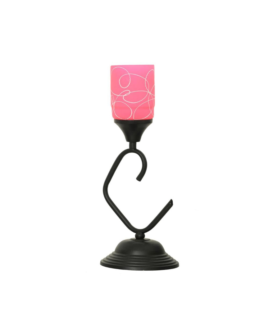 Contemporary Indoor Pink Decorative Glass Table lamp | 6 x 13 inches