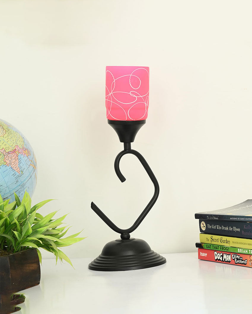 Contemporary Indoor Pink Decorative Glass Table lamp | 6 x 13 inches