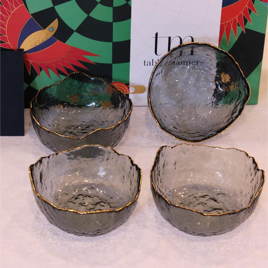 Modish Goblet Grey Glass Serving Bowl | Set of 4