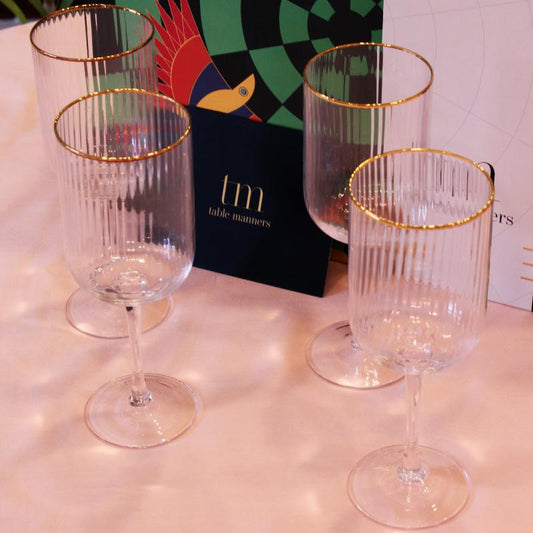Classy Gold Rim Wine Glass | Set of 4