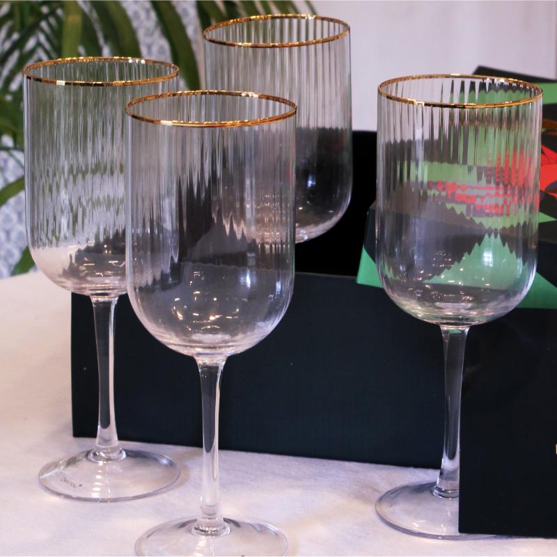 Classy Gold Rim Wine & Champagne Glass | Set of 4