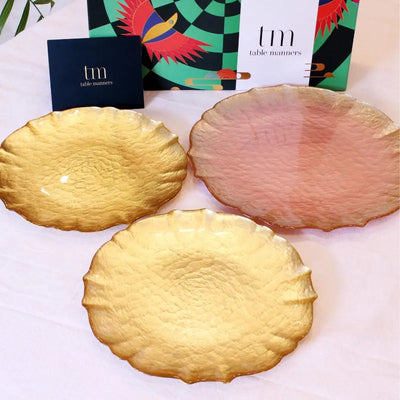 Modern Gold Dinner & Serving Plate Set | Set of 3 , Set of 5